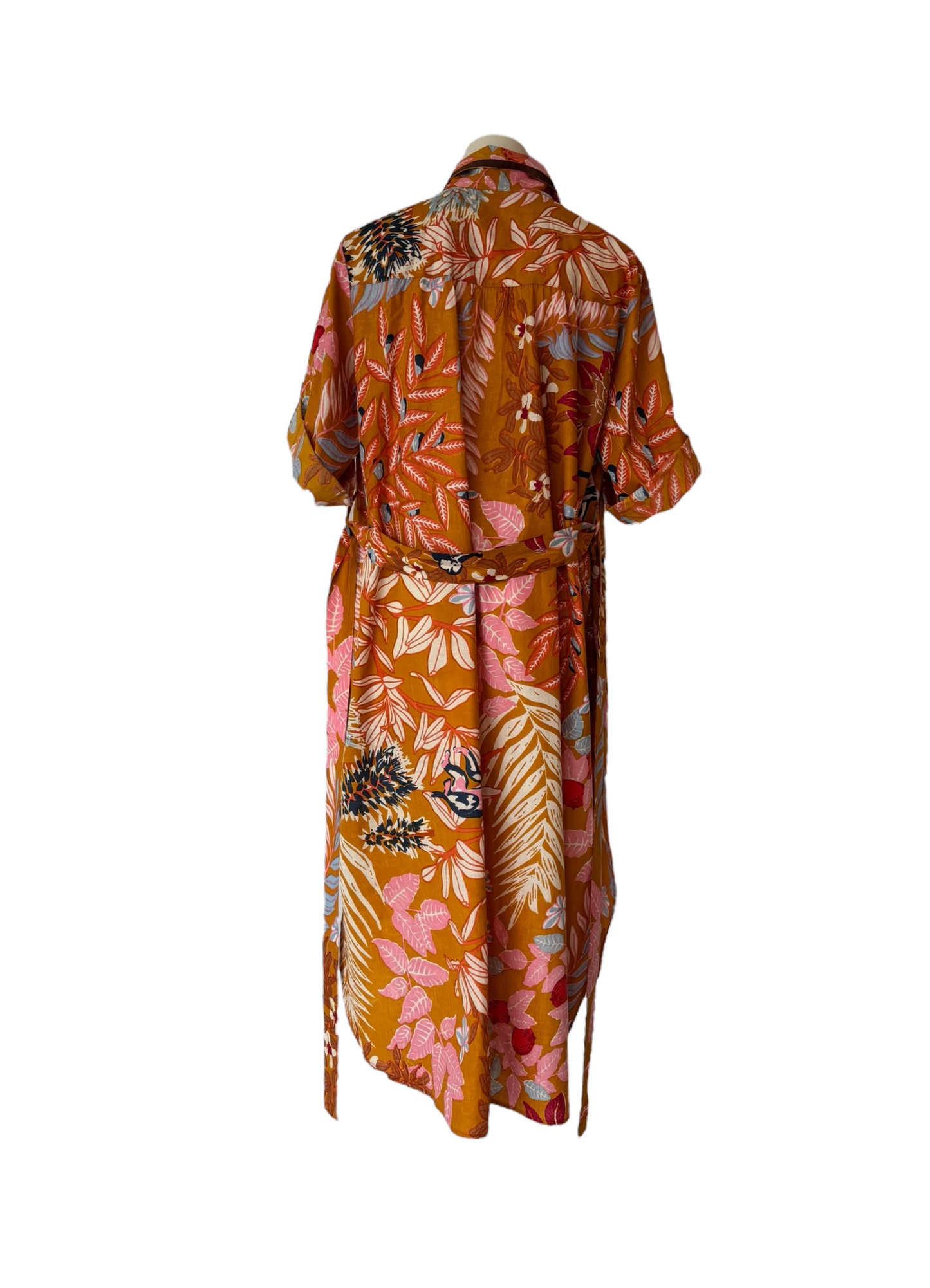 Cotton Shirt Dress in Orange