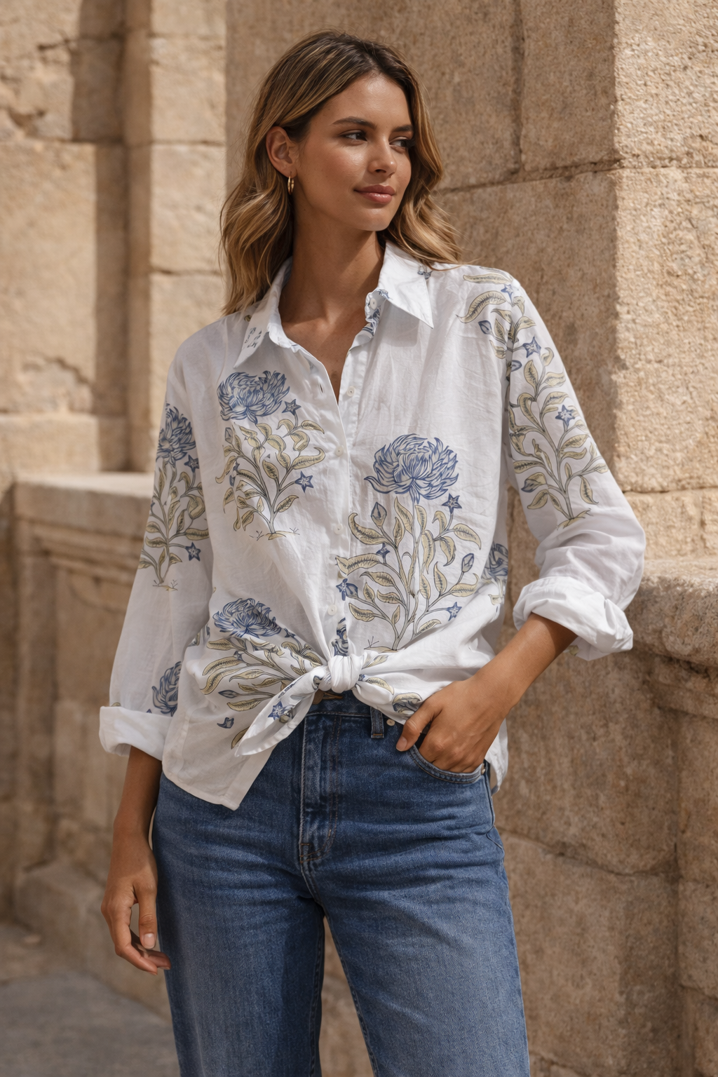 Cotton Classic Shirt in Blue Thistle