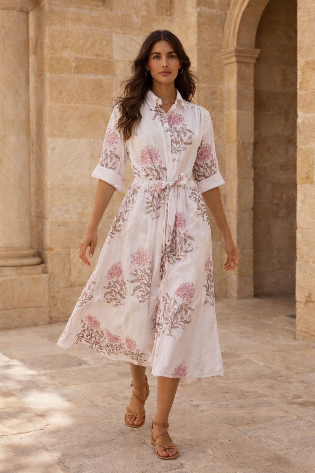 Classic Shirt Dress in Cherry Blossom Pink